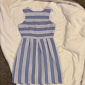 Blue and White Sleeveless Dress